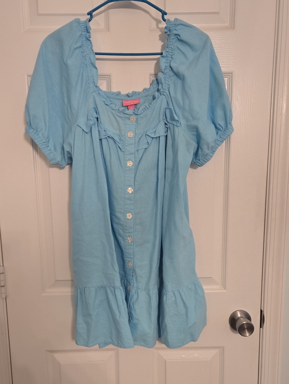 Stoney Clover Lane Light Blue Mini Dress with Button Front